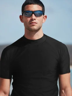 Badkleding|Next - Actief rash vest met korte mouwen Zwart