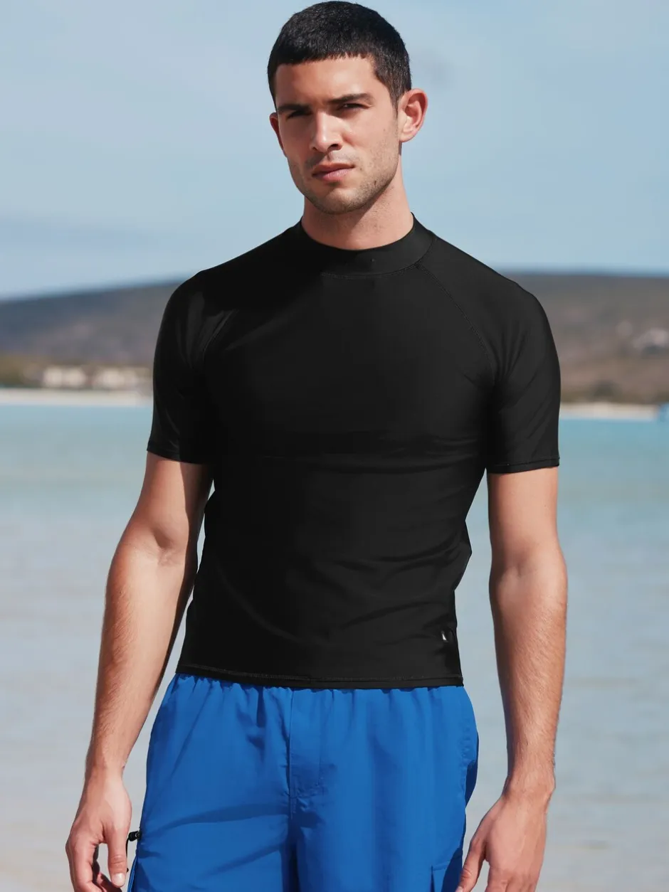 Badkleding|Next - Actief rash vest met korte mouwen Zwart