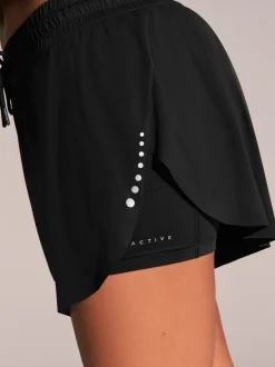 Shorts|Next - Active Sports Hardloopshorts met jerseylagen en zakken Zwart