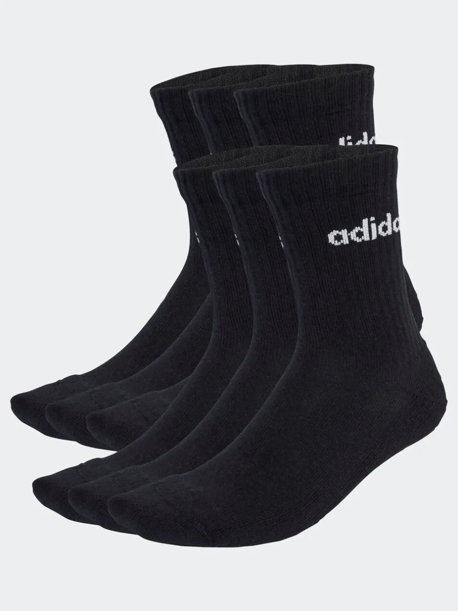Sokken|Sokken*adidas - Linear Crew Sokken - Gevoerde Sokken 6 Paar Zwart