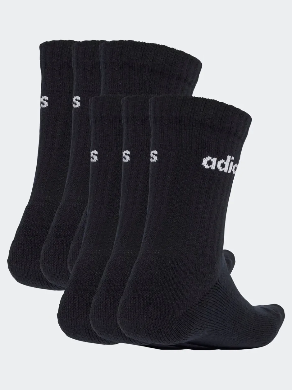 Sokken|Sokken*adidas - Linear Crew Sokken - Gevoerde Sokken 6 Paar Zwart