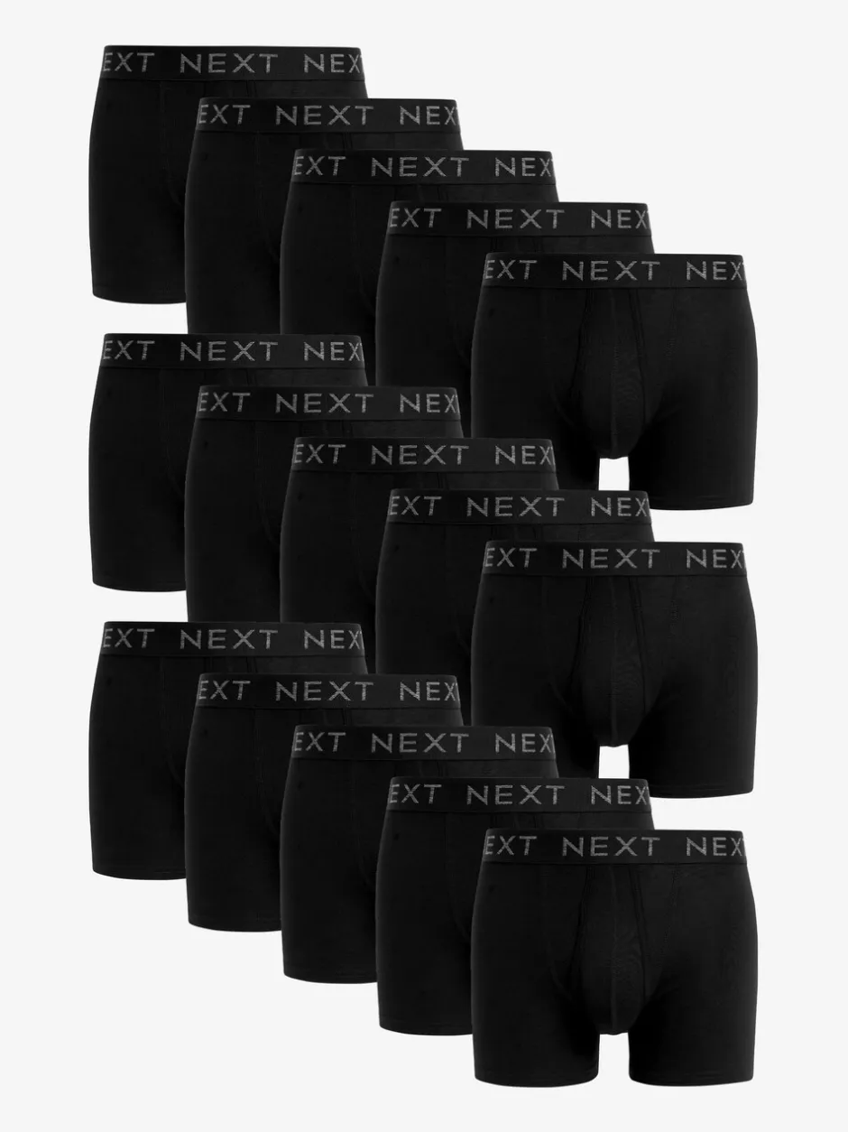 Ondergoed|Ondergoed|Next Zwart - A-Front Katoenrijke Boxers 15 Verpakking