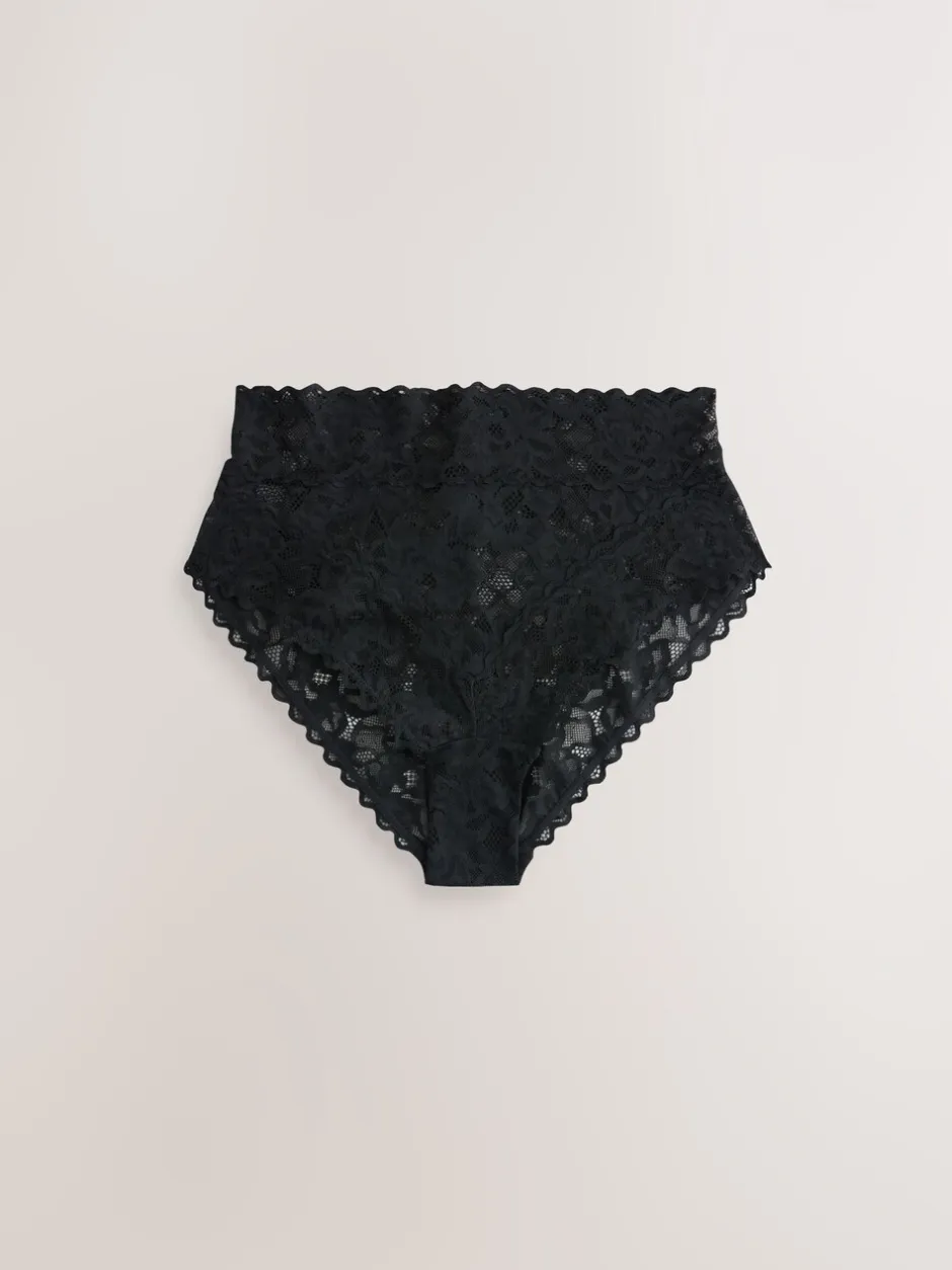 Onderbroeken|Next - All Over Lace Knickers 3 Pack Zwart