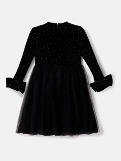 Jurken*Angel & Rocket - Elsie fluwelen tule jurk Zwart