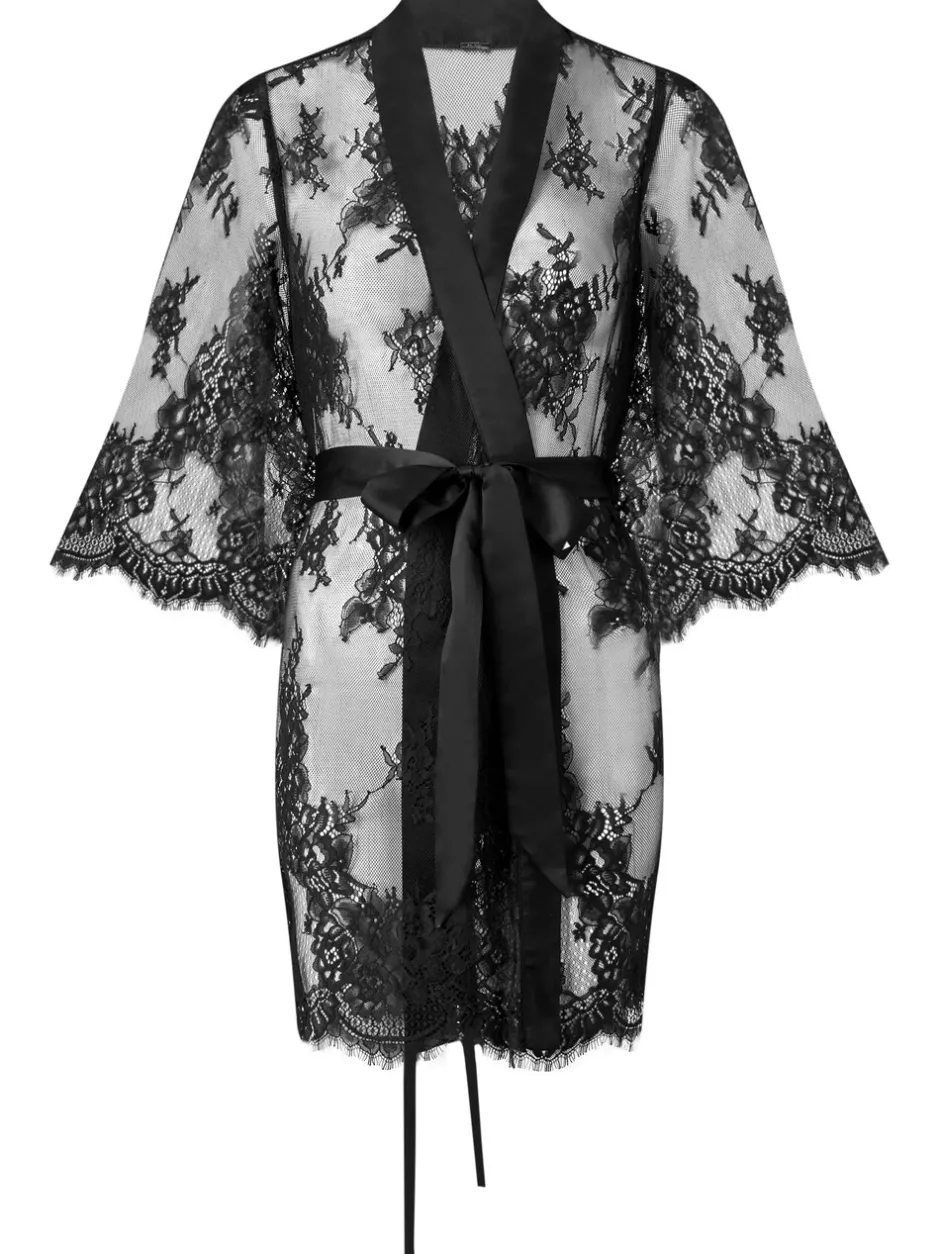 Badjassen|Ann Summers Zwart - Availing All Over Lace Robe
