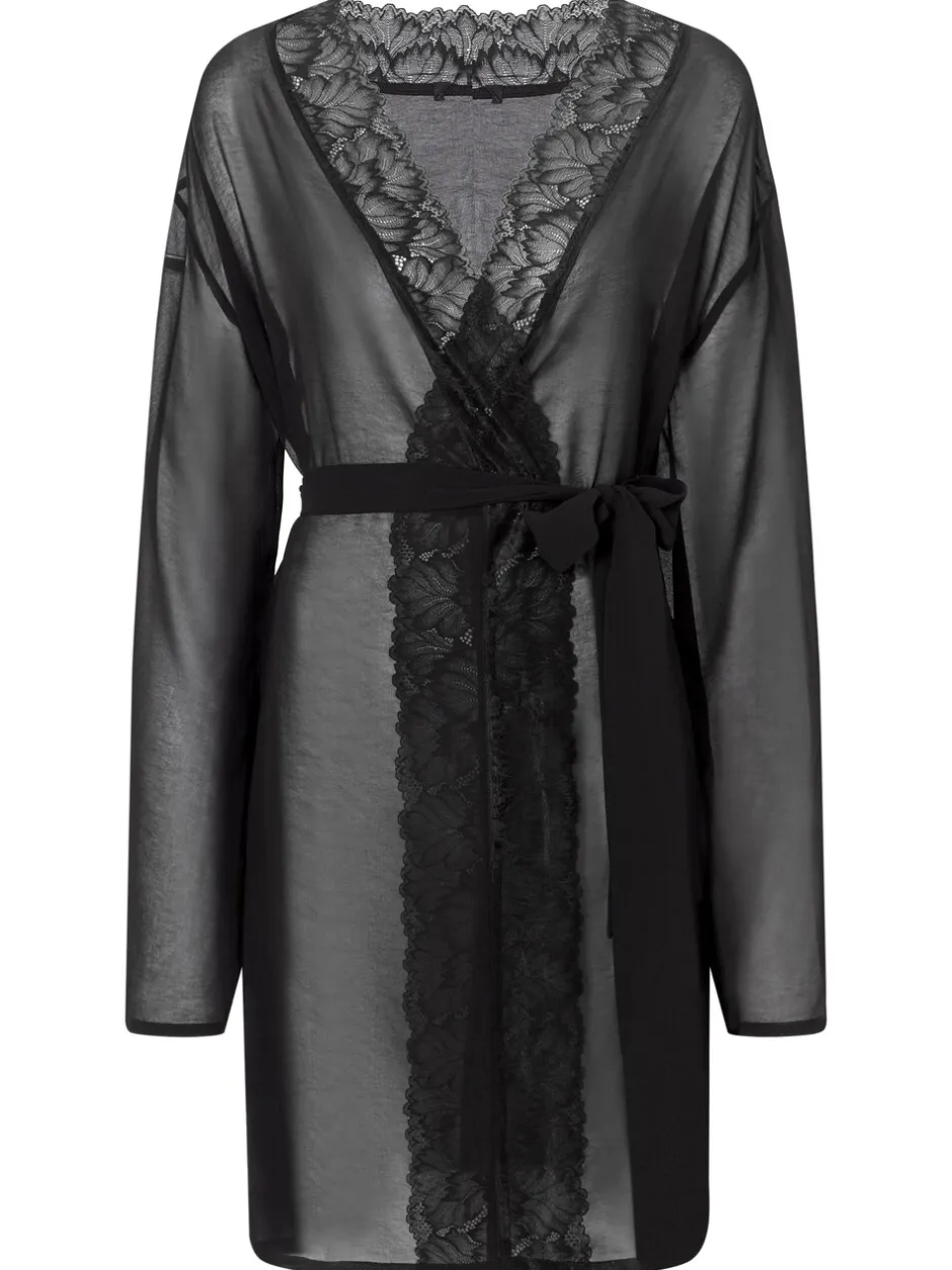 Badjassen|Ann Summers Zwart - The Promising Chiffon Robe