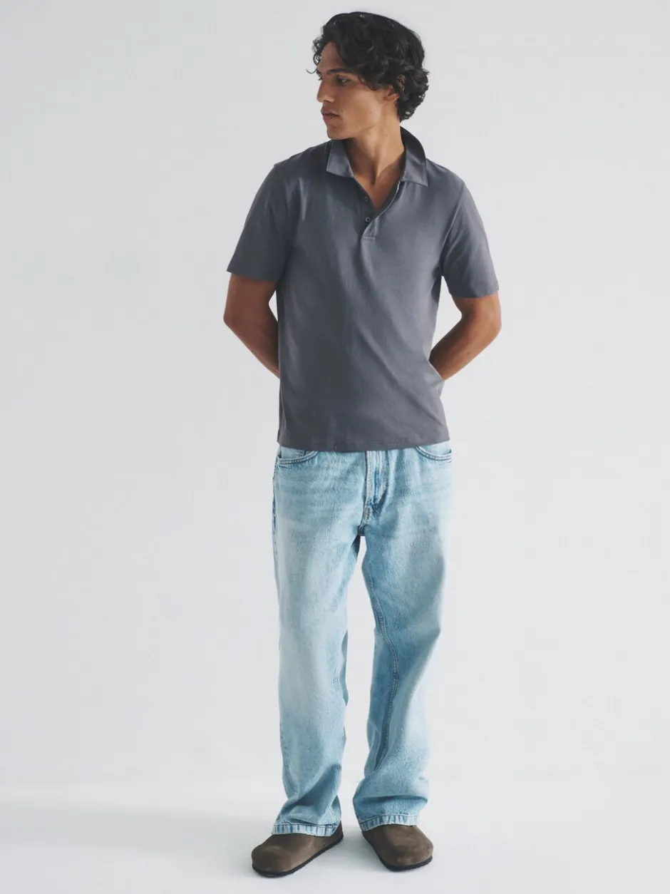 Poloshirts*The Set - 3 Pack Short Sleeve Cotton Jersey Polo Shirts Zwart / antraciet / gemêleerd grijs