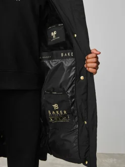 Schoolkleding|Jassen En Jacks|Baker by Ted Baker - meisjes regenbestendige gewatteerde lange jas Zwart