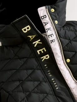 Jassen En Jacks|Schoolkleding|Baker by Ted Baker - - Regenbestendige halfzware gevoerde jas met ceintuur Zwart