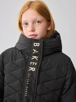 Jassen En Jacks|Schoolkleding|Baker by Ted Baker - - Regenbestendige halfzware gevoerde jas met ceintuur Zwart
