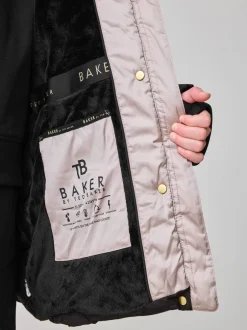 Jassen En Jacks|Schoolkleding|Baker by Ted Baker - - Regenbestendige halfzware gevoerde jas met ceintuur Zwart