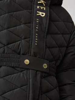 Jassen En Jacks|Schoolkleding|Baker by Ted Baker - - Regenbestendige halfzware gevoerde jas met ceintuur Zwart