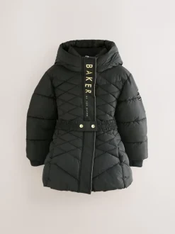 Jassen En Jacks|Schoolkleding|Baker by Ted Baker - - Regenbestendige halfzware gevoerde jas met ceintuur Zwart
