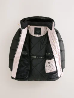 Jassen En Jacks|Schoolkleding|Baker by Ted Baker - - Regenbestendige halfzware gevoerde jas met ceintuur Zwart