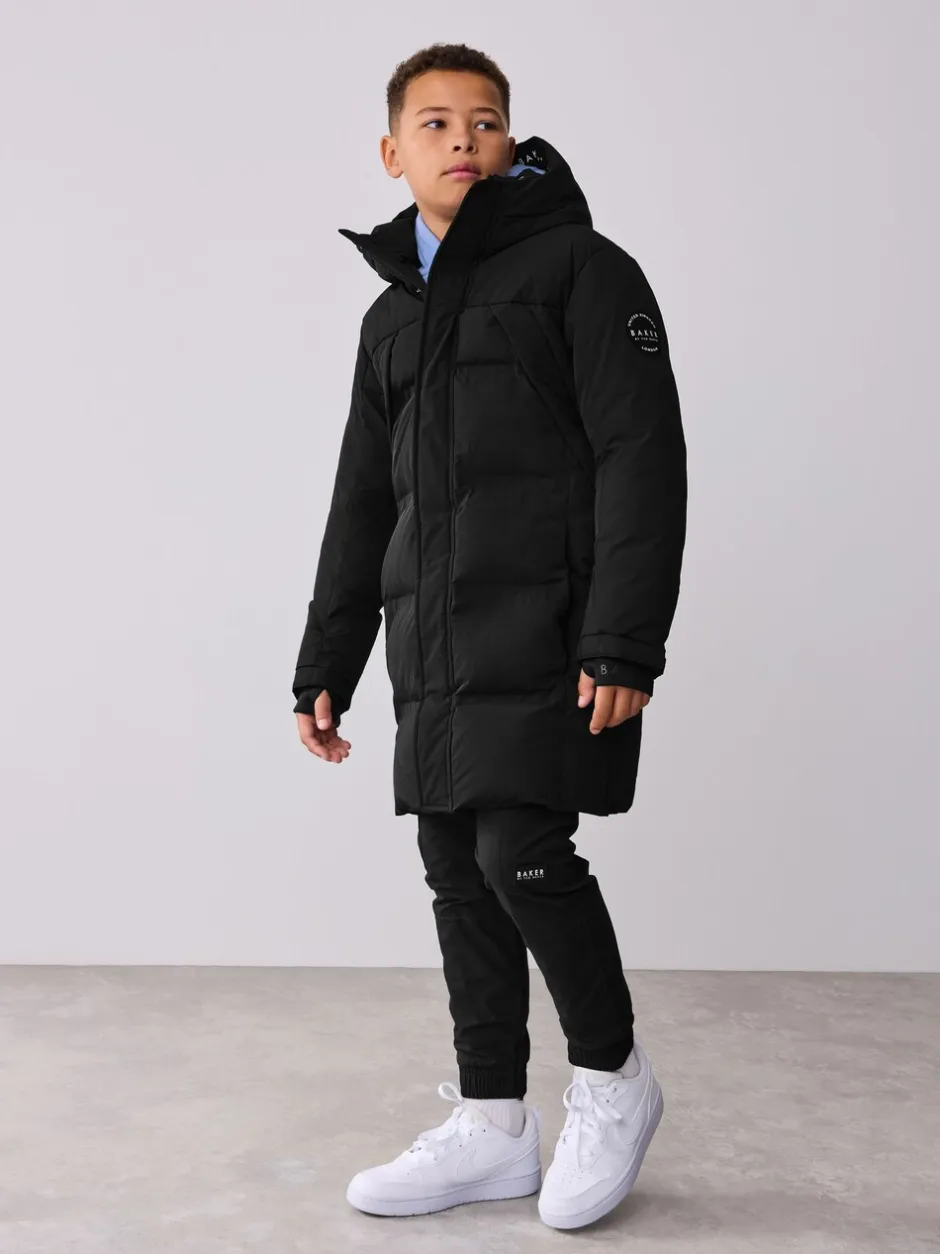 Schoolkleding|Jassen En Jacks|Baker by Ted Baker - regenbestendige gewateerde lange jas Zwart