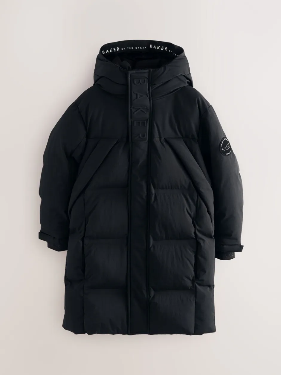 Schoolkleding|Jassen En Jacks|Baker by Ted Baker - regenbestendige gewateerde lange jas Zwart