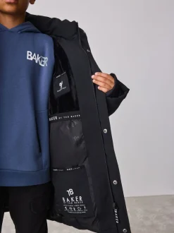 Schoolkleding|Jassen En Jacks|Baker by Ted Baker - regenbestendige gewateerde lange jas Zwart