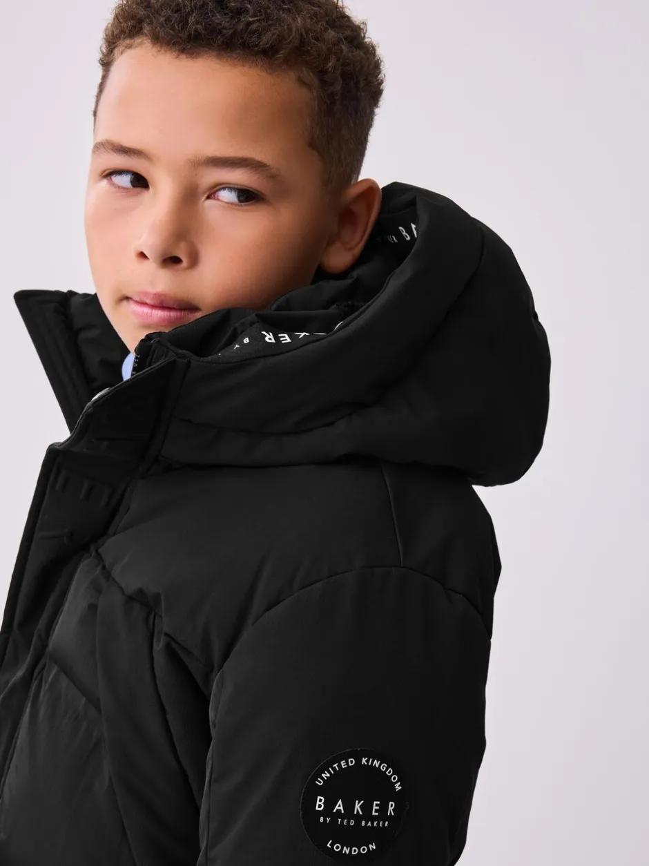 Schoolkleding|Jassen En Jacks|Baker by Ted Baker - regenbestendige gewateerde lange jas Zwart