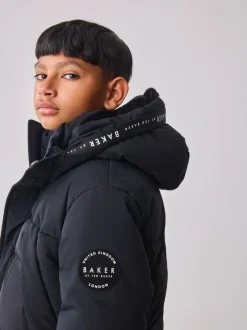 Schoolkleding|Jassen En Jacks|Baker by Ted Baker - regenbestendige gewateerde lange jas Zwart
