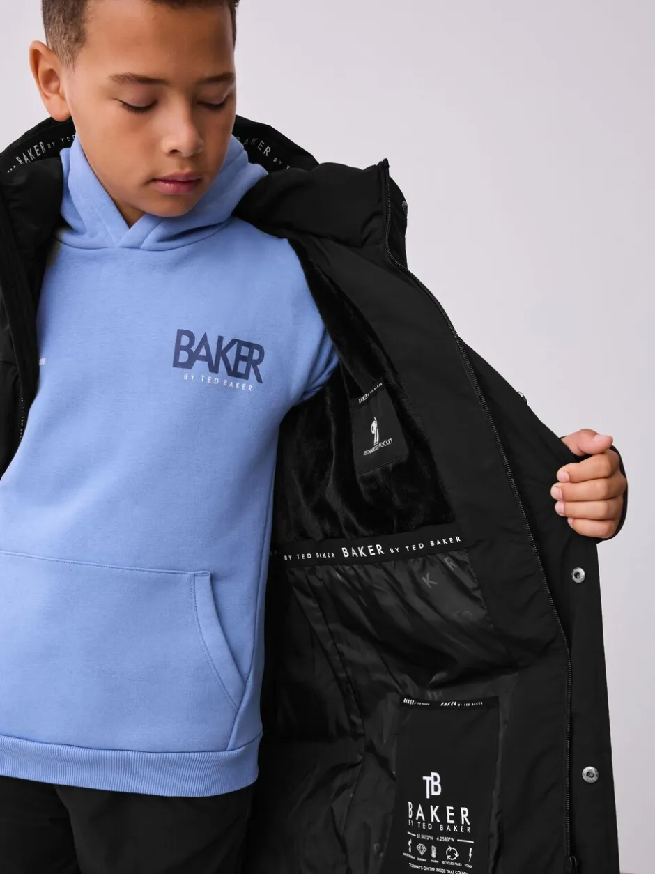 Schoolkleding|Jassen En Jacks|Baker by Ted Baker - regenbestendige gewateerde lange jas Zwart