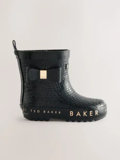 Laarzen*Baker by Ted Baker - Girls Faux Fur Lined Welly Boots with Bow Zwart