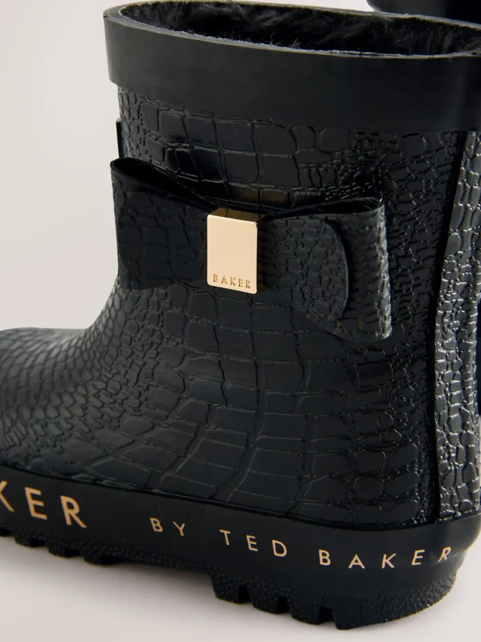 Laarzen*Baker by Ted Baker - Girls Faux Fur Lined Welly Boots with Bow Zwart