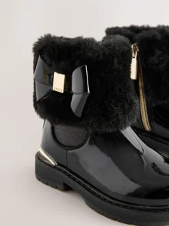 Boots|Baker by Ted Baker - - Meisjeslaarzen met imitatiebont en strik Zwart
