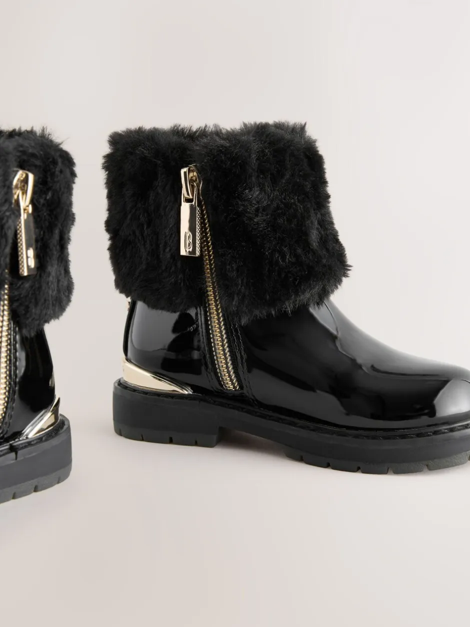 Boots|Baker by Ted Baker - - Meisjeslaarzen met imitatiebont en strik Zwart
