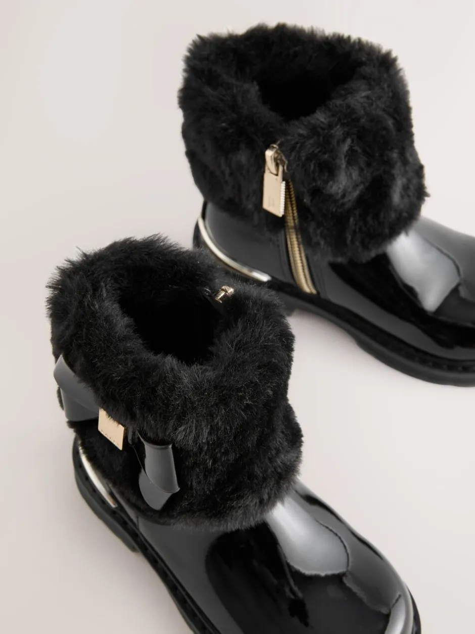 Boots|Baker by Ted Baker - - Meisjeslaarzen met imitatiebont en strik Zwart