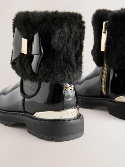 Boots|Baker by Ted Baker - - Meisjeslaarzen met imitatiebont en strik Zwart