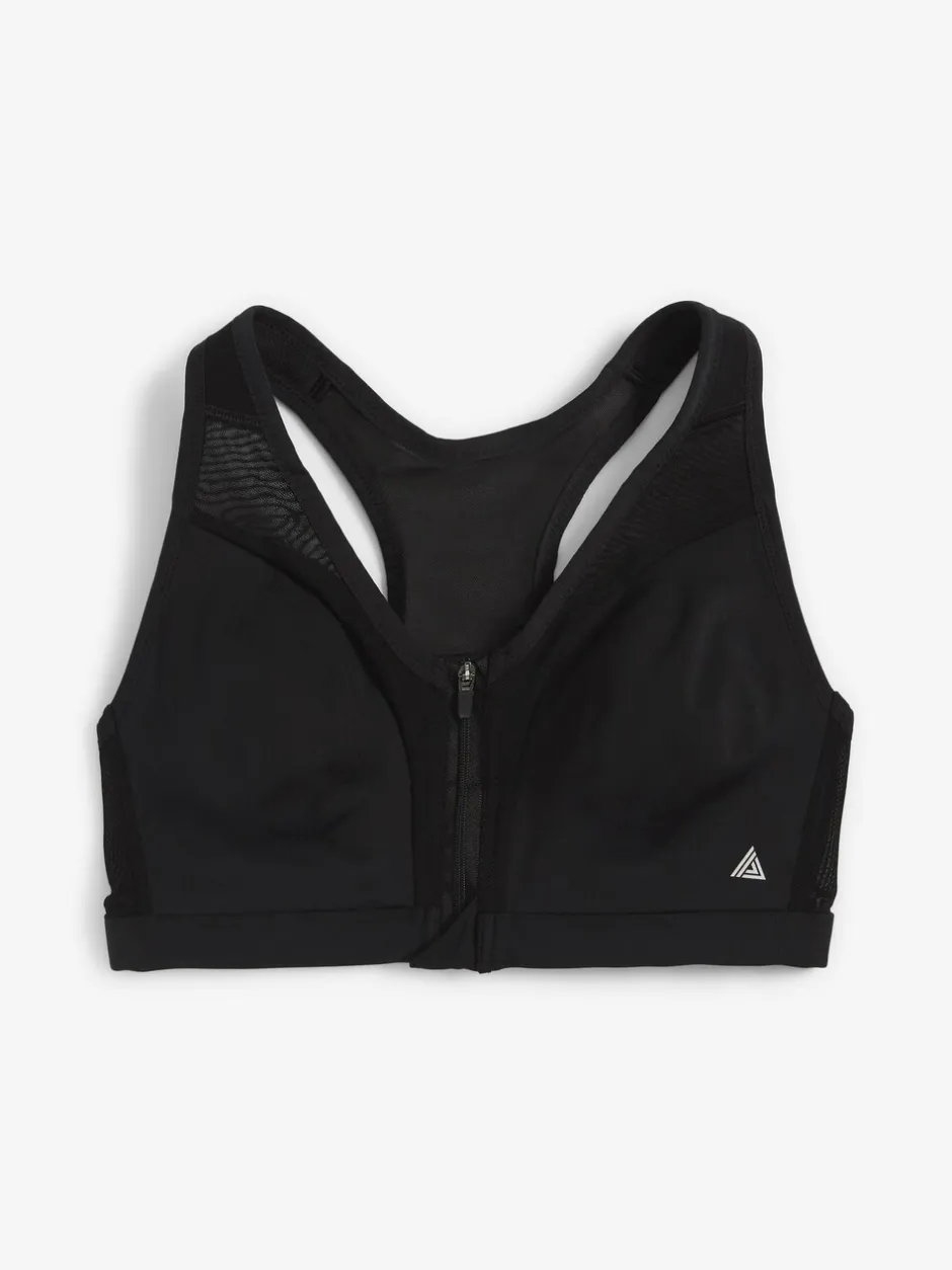 Beha's|Sportkleding|Next - B-GG Active Sports high impact Dry Tech-sportbeha met rits aan de voorkant Zwart
