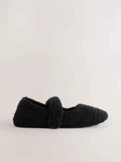 Pantoffels*Next Zwart - Borg Ballet Slippers