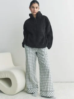 Hoody's En Sweatshirts*Next Zwart - Borg fleece met korte rits