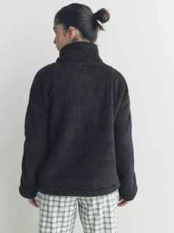 Hoody's En Sweatshirts*Next Zwart - Borg fleece met korte rits