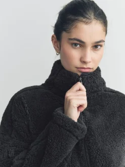 Hoody's En Sweatshirts*Next Zwart - Borg fleece met korte rits