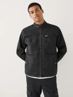 Jassen En Jacks|Next - Borg Lined Zip Through Funnel Jacket Zwart