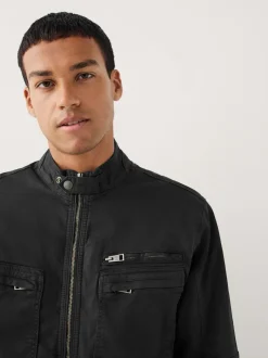 Jassen En Jacks|Next - Borg Lined Zip Through Funnel Jacket Zwart