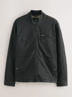 Jassen En Jacks|Next - Borg Lined Zip Through Funnel Jacket Zwart