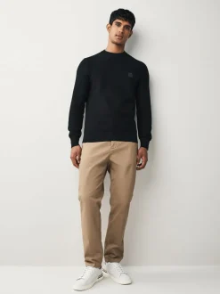 Gebreide Kleding|BOSS Zwart - Anion Regular Fit gebreide trui van kasjmierblend met logopatch
