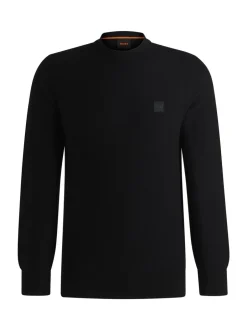 Gebreide Kleding|BOSS Zwart - Anion Regular Fit gebreide trui van kasjmierblend met logopatch