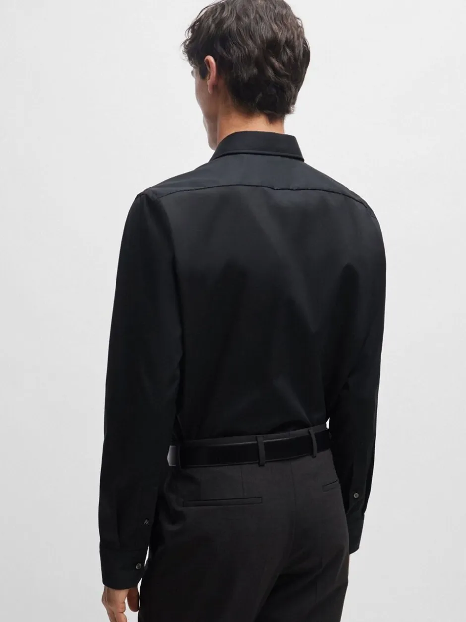 Formele Overhemden*BOSS - Joe Regular fit stretchy poplin Oxford-overhemd Zwart