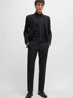 Formele Overhemden*BOSS - Joe Regular fit stretchy poplin Oxford-overhemd Zwart