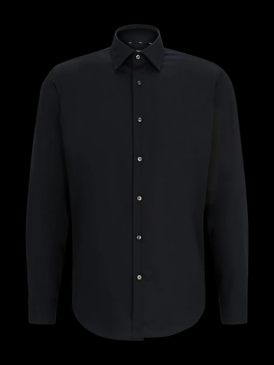 Formele Overhemden*BOSS - Joe Regular fit stretchy poplin Oxford-overhemd Zwart