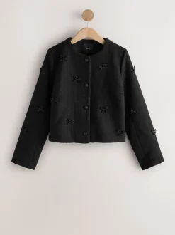 Jassen En Jacks*Next Zwart - Bouclé jackje met kralenstrik