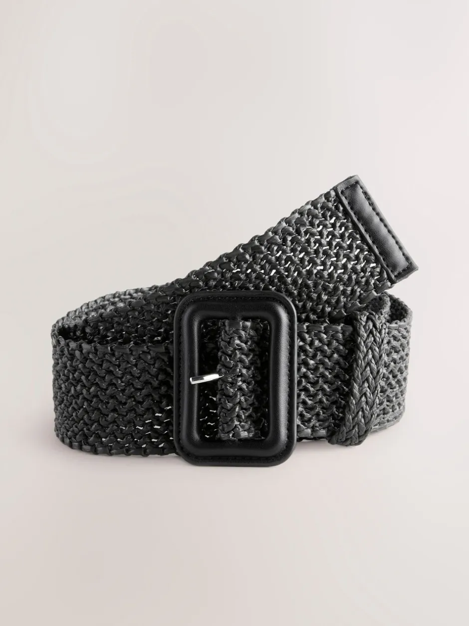 Ceintuurs*Next Zwart - Brede riem met raffia-effect