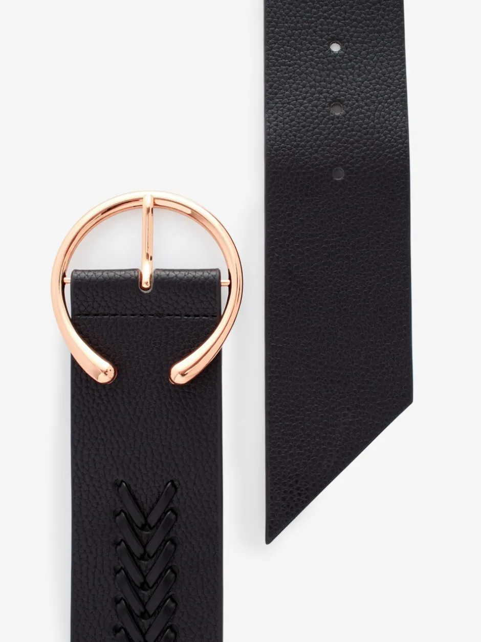Ceintuurs|Next - Brede riem met vlechtdetail Zwart