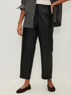 Broeken*Next - Broek met benen van imitatieleer Zwart