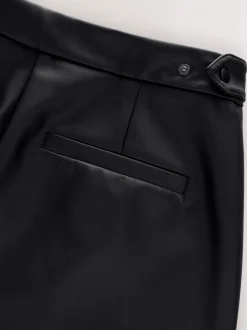 Broeken*Next - Broek met benen van imitatieleer Zwart