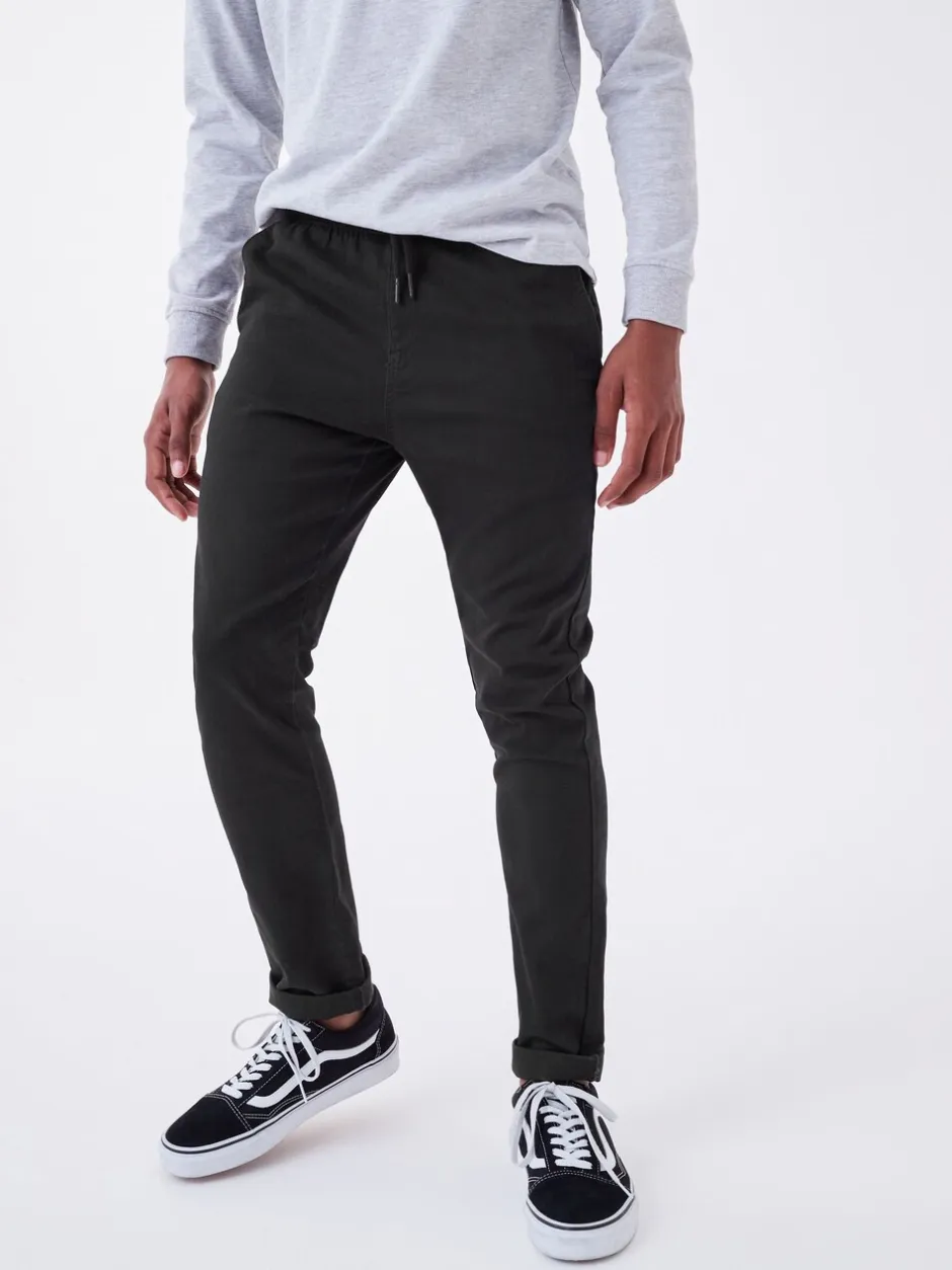Schoolkleding|Broeken En Chino's|Next - Broek met geribde elastische taille (3-16 jr) Zwart