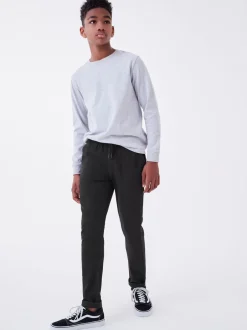 Schoolkleding|Broeken En Chino's|Next - Broek met geribde elastische taille (3-16 jr) Zwart